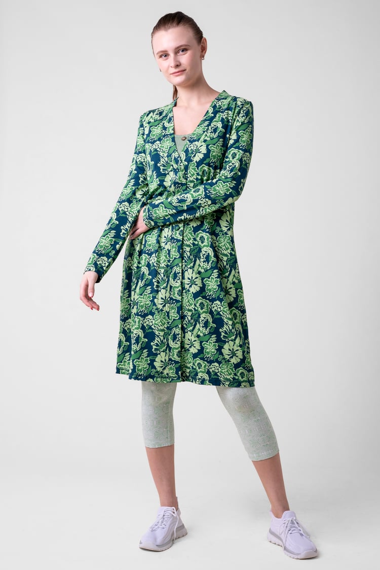 Womens Wild Flower Print Longline Midi Dress