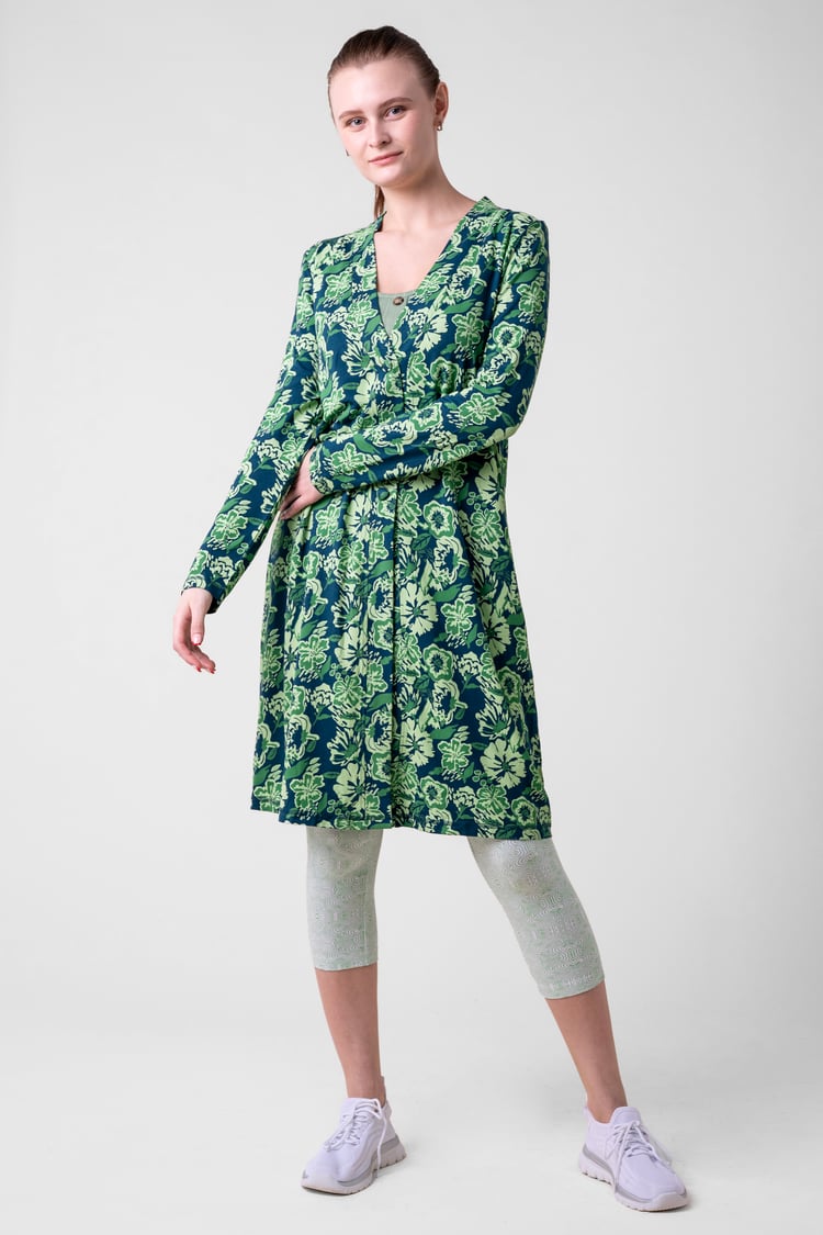 Womens Wild Flower Print Longline Midi Dress