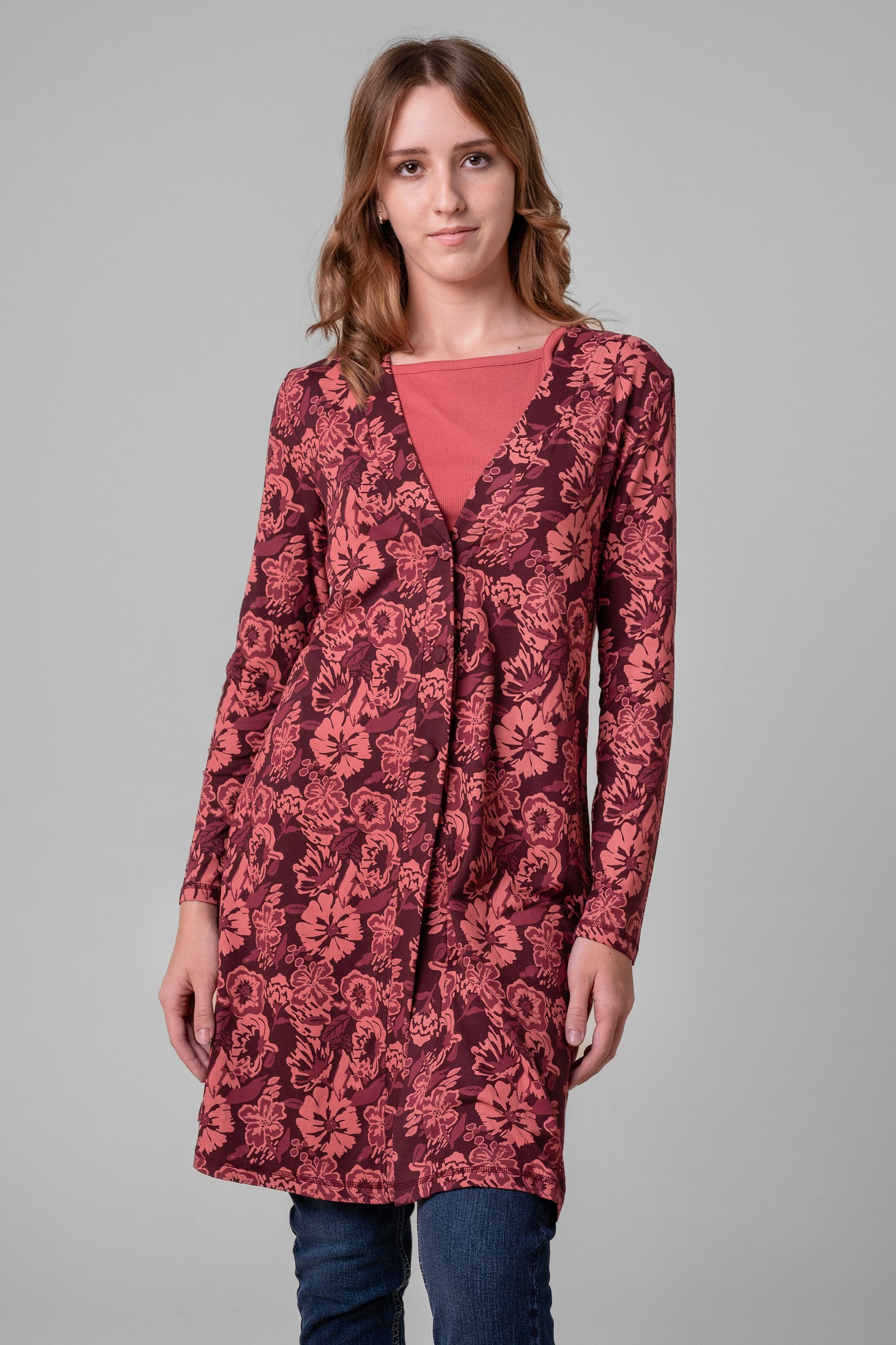 Womens Wild Flower Print Longline Midi Dress