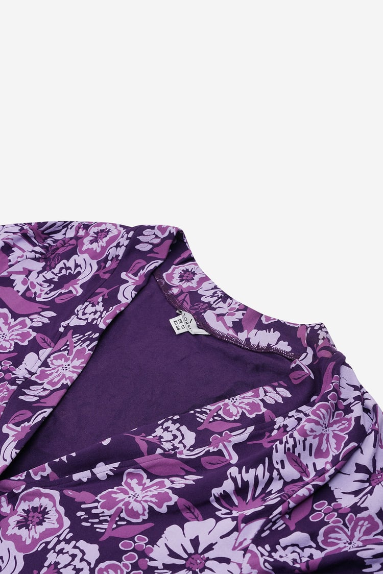 Womens Wild Flower Print Longline Midi Dress