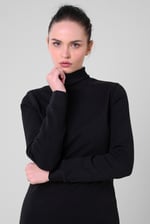 Ribbed Roll Neck Long Sleeve Mini Dress