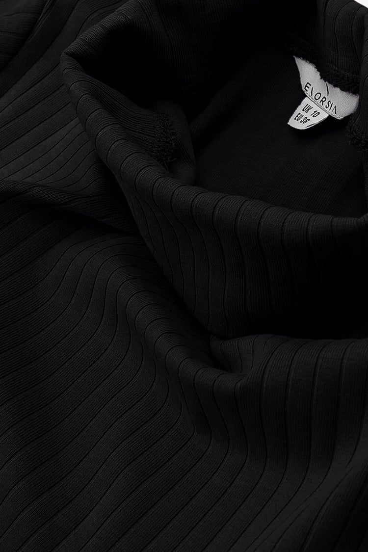 Ribbed Roll Neck Long Sleeve Mini Dress