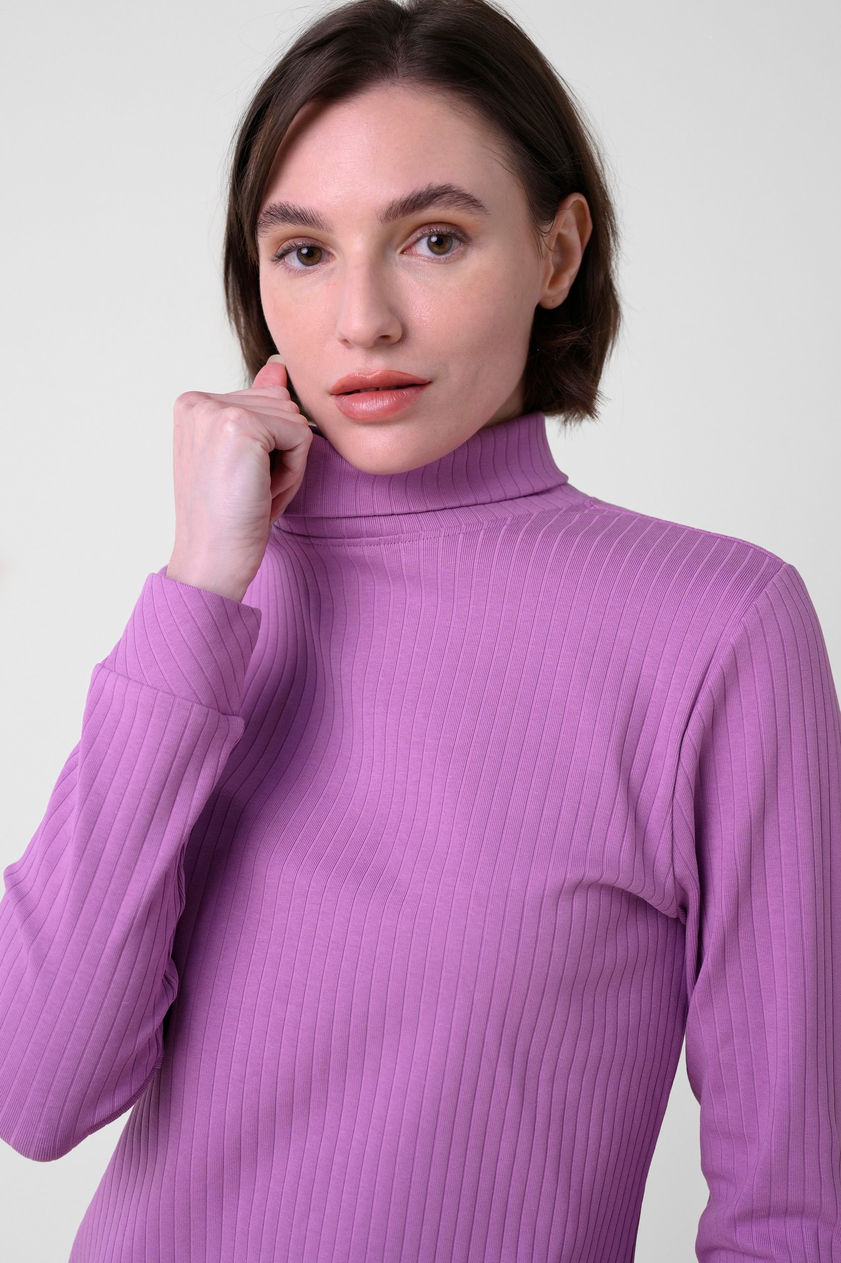 Ribbed Roll Neck Long Sleeve Mini Dress