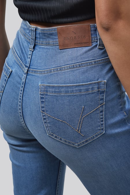 Mid Blue Mid Waist Flare Jeans