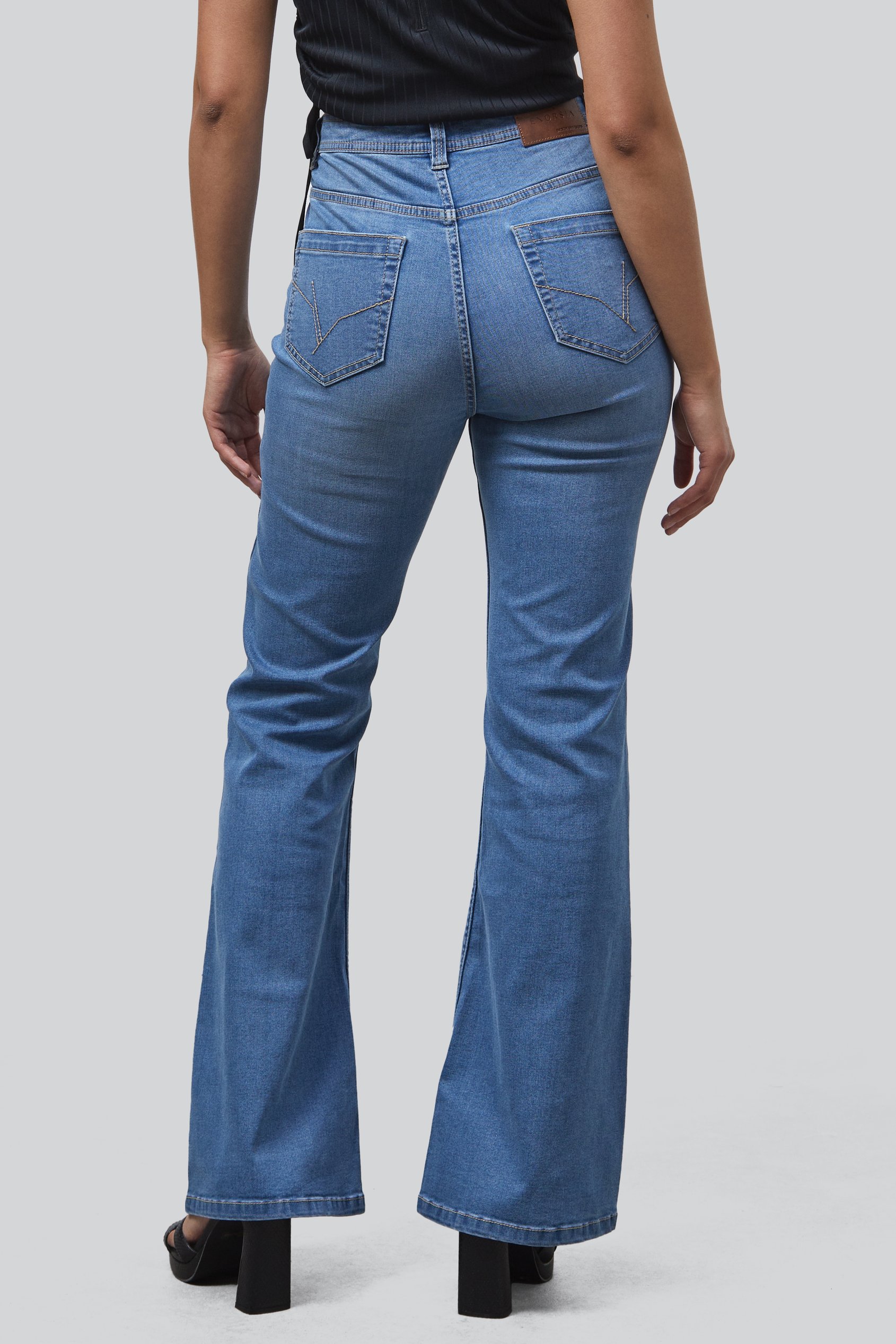 Mid Waist Flare Jeans