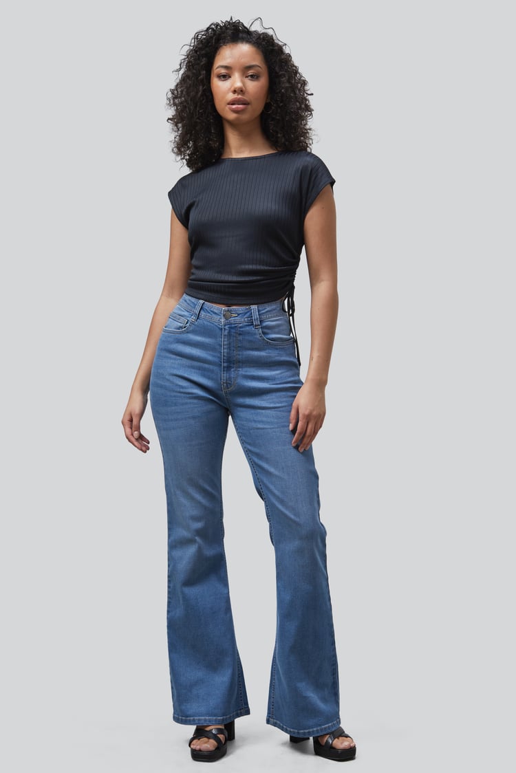Mid Waist Flare Jeans