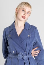 Blue Denim Belted Trench Coat