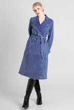 Blue Denim Belted Trench Coat
