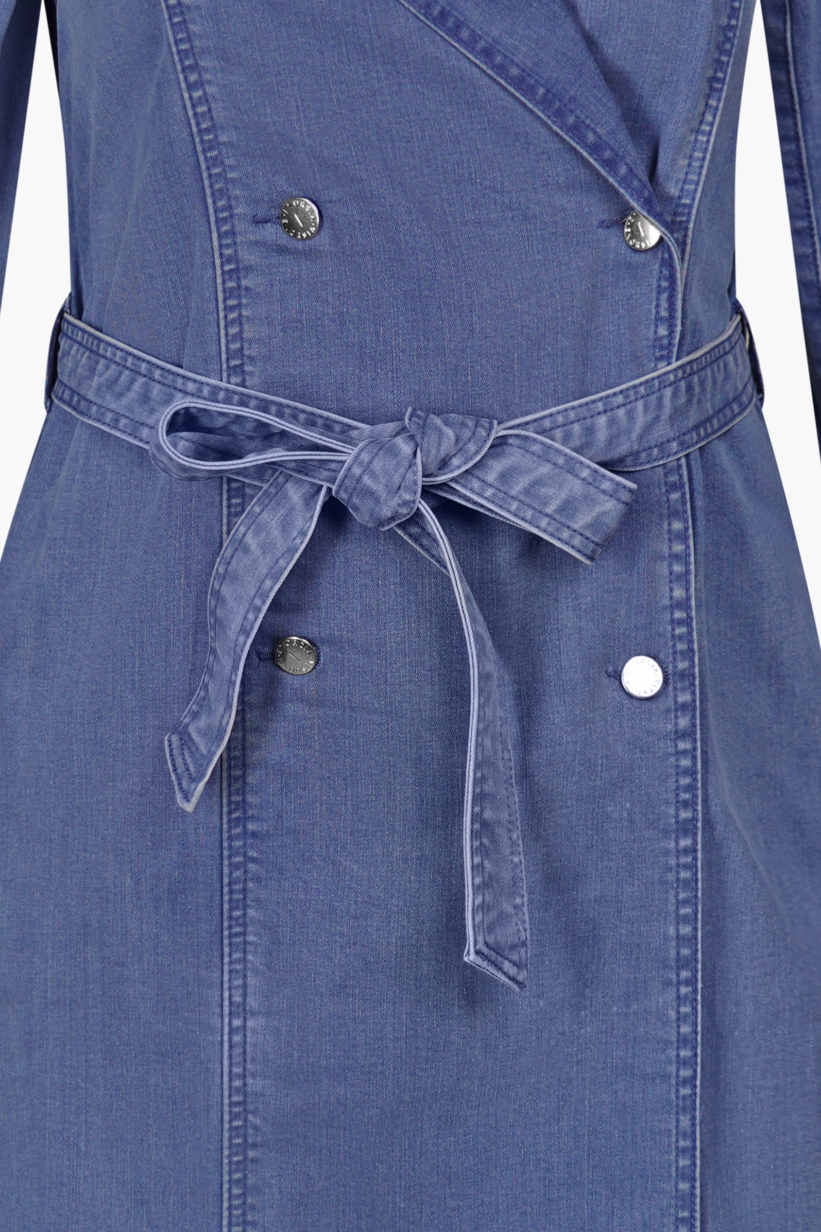 Blue Denim Belted Trench Coat