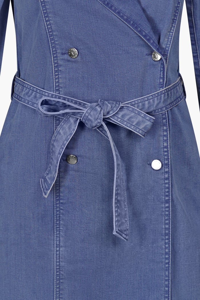 Blue Denim Belted Trench Coat