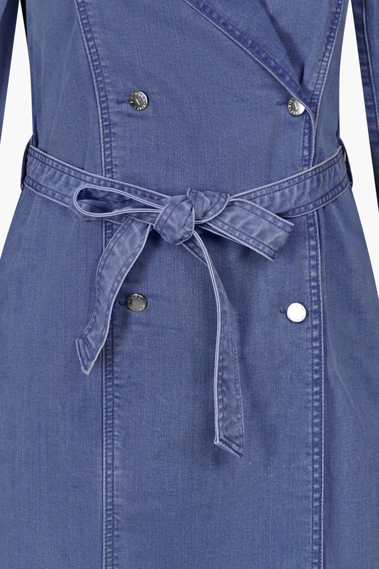 Blue Denim Belted Trench Coat