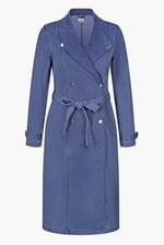 Blue Denim Belted Trench Coat