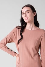 Ruched Button Decor Long Sleeve Tunic Dress