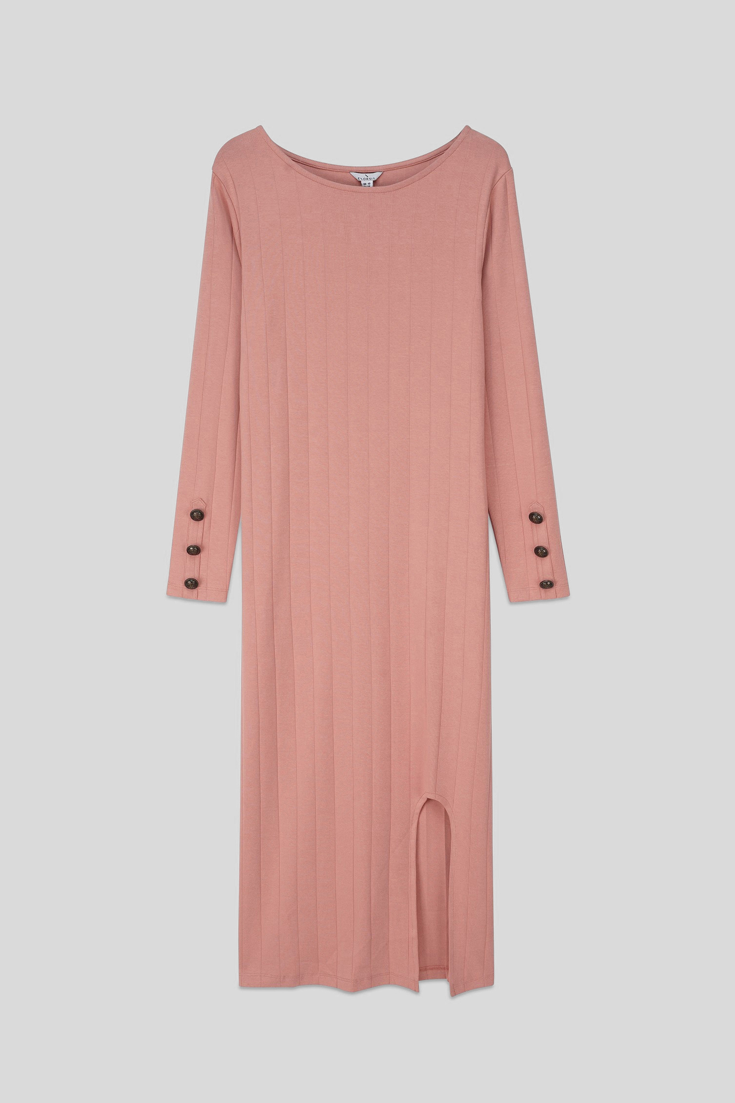 Ruched Button Decor Long Sleeve Tunic Dress