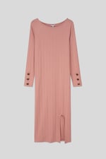 Ruched Button Decor Long Sleeve Tunic Dress