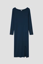 Ruched Button Decor Long Sleeve Tunic Dress