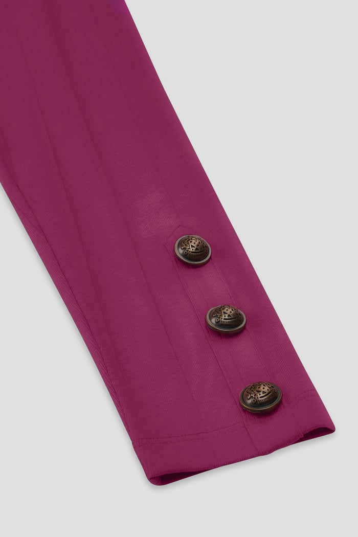 Ruched Button Decor Long Sleeve Tunic Dress