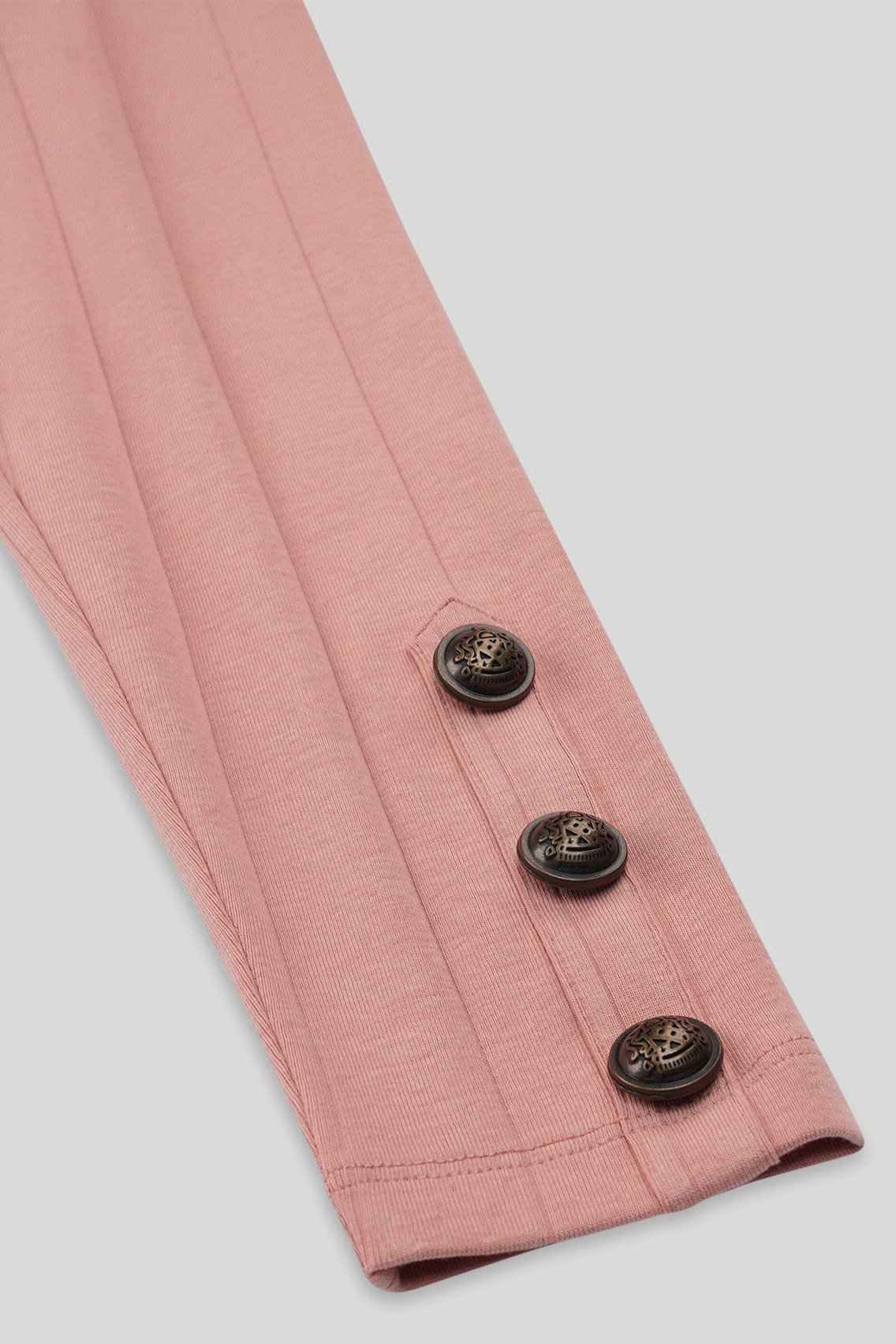 Ruched Button Decor Long Sleeve Tunic Dress