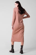 Ruched Button Decor Long Sleeve Tunic Dress
