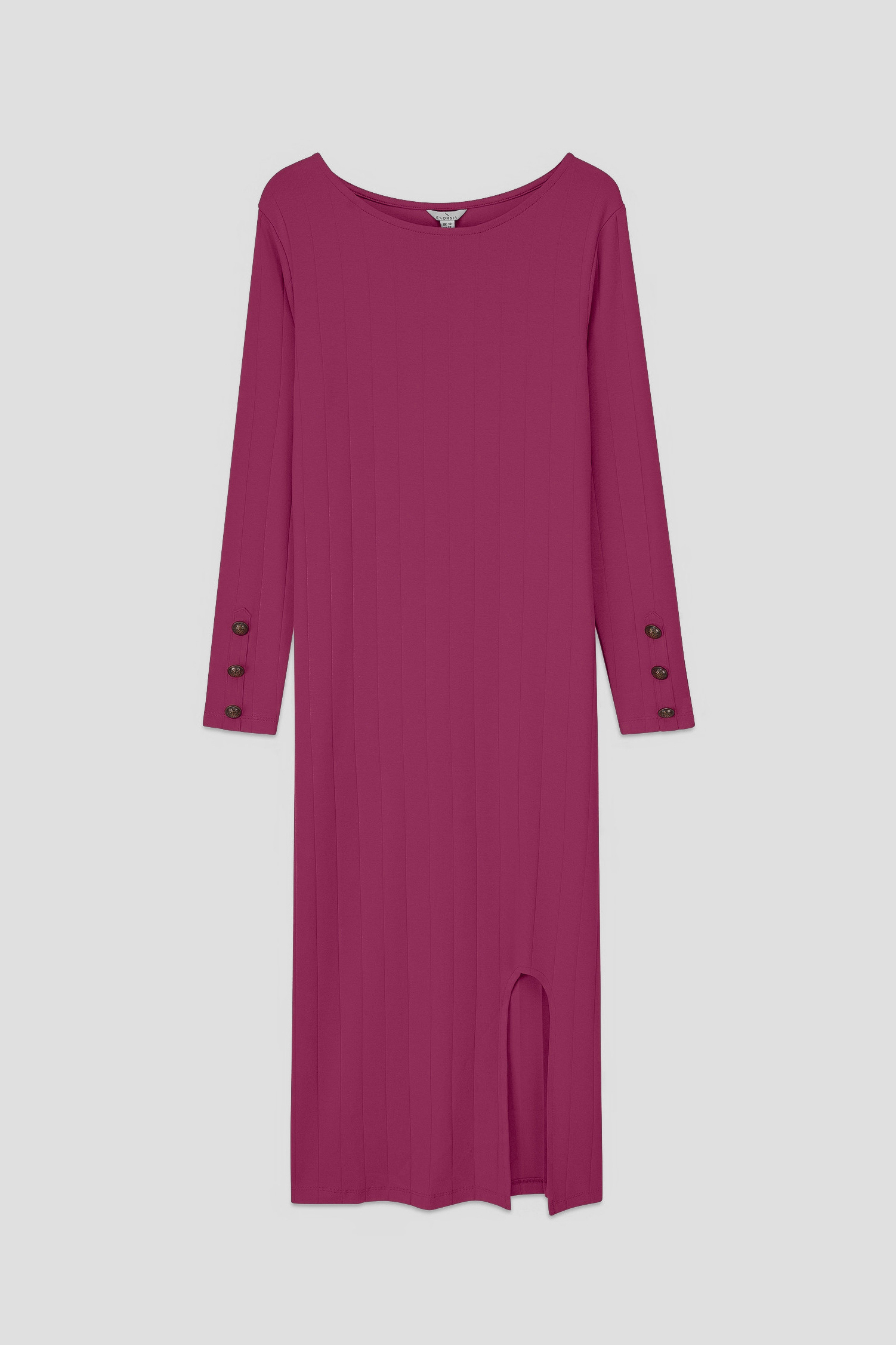 Ruched Button Decor Long Sleeve Tunic Dress
