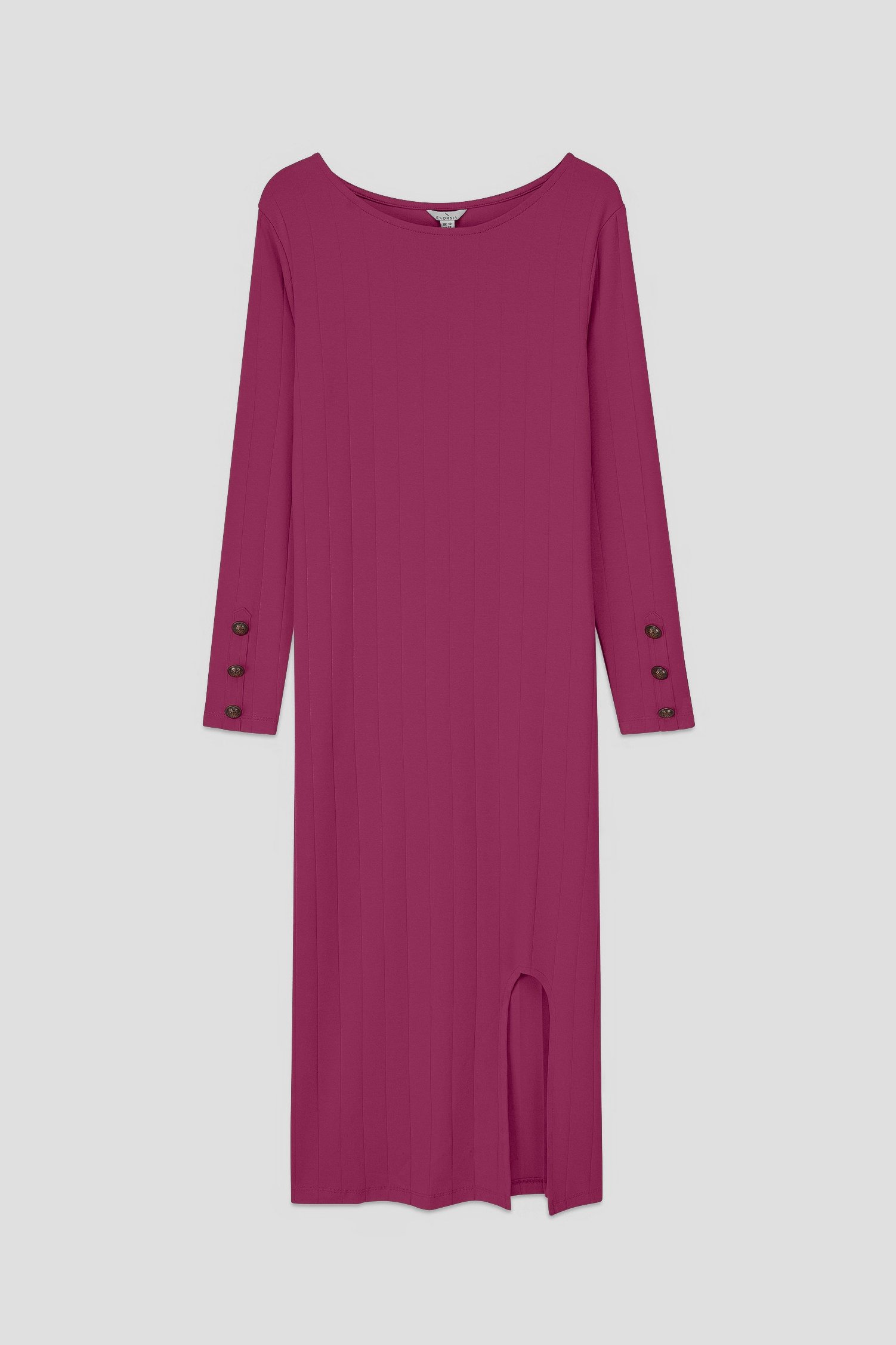 Ruched Button Decor Long Sleeve Tunic Dress