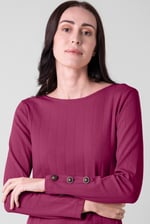 Ruched Button Decor Long Sleeve Tunic Dress