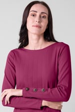 Ruched Button Decor Long Sleeve Tunic Dress