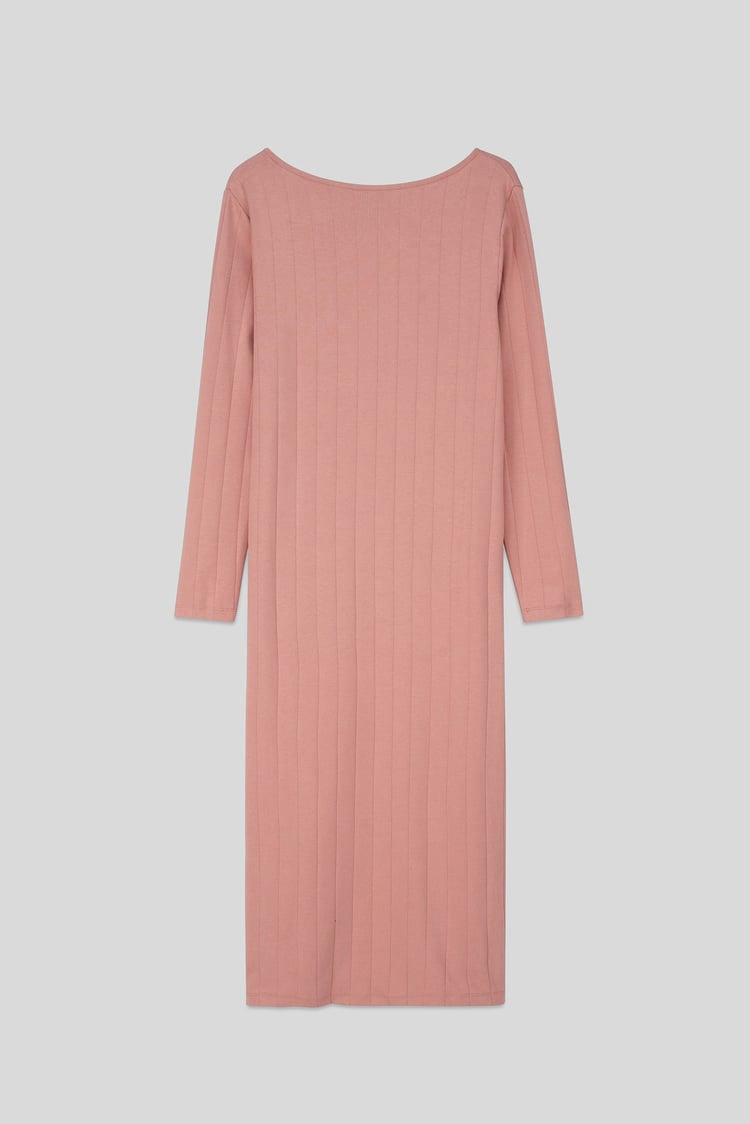 Ruched Button Decor Long Sleeve Tunic Dress