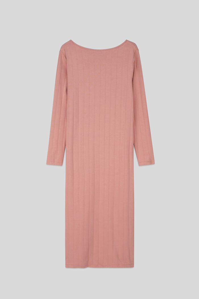 Ruched Button Decor Long Sleeve Tunic Dress