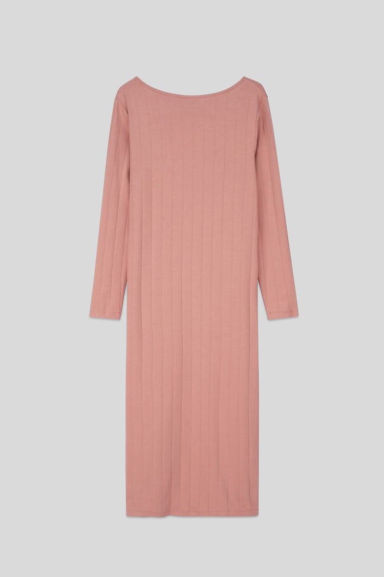 Ruched Button Decor Long Sleeve Tunic Dress