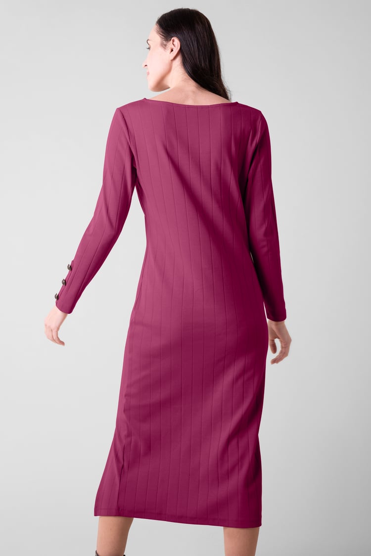 Ruched Button Decor Long Sleeve Tunic Dress