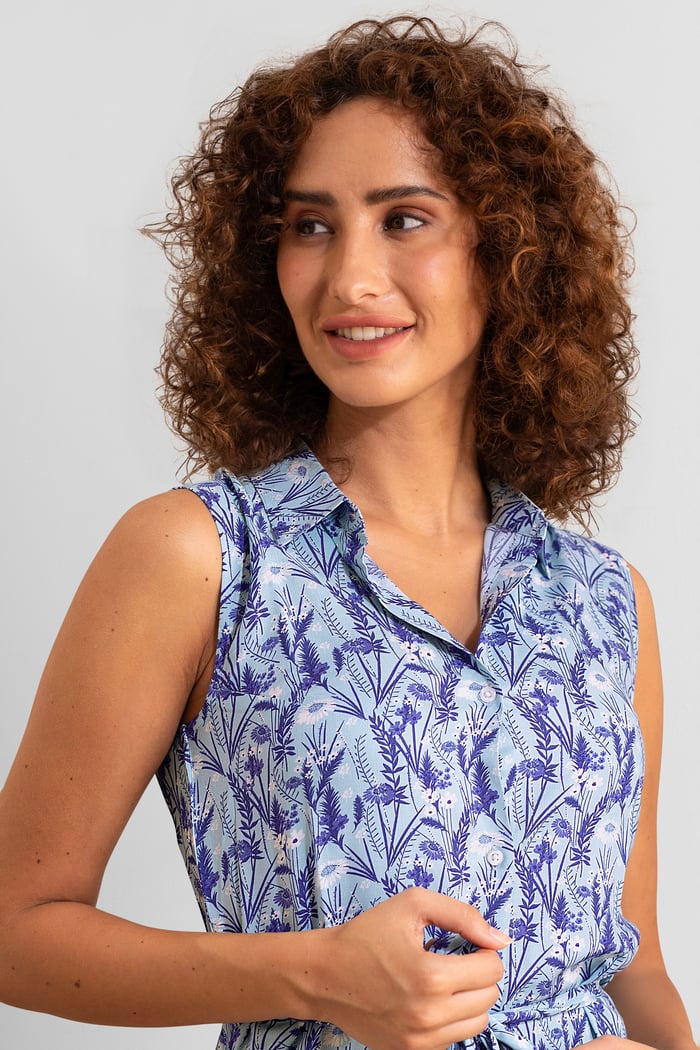 Wild Garden Print Button-Through Shirt Dress