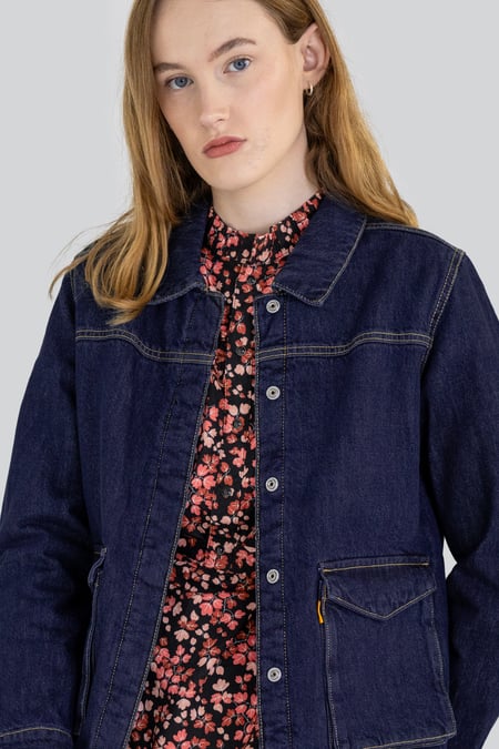 Blue Denim Trucker Jacket With Borg Lining