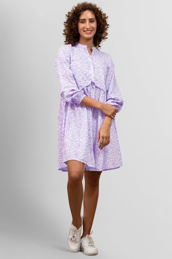 Womens Ditsy Print Mini Tiered Dress