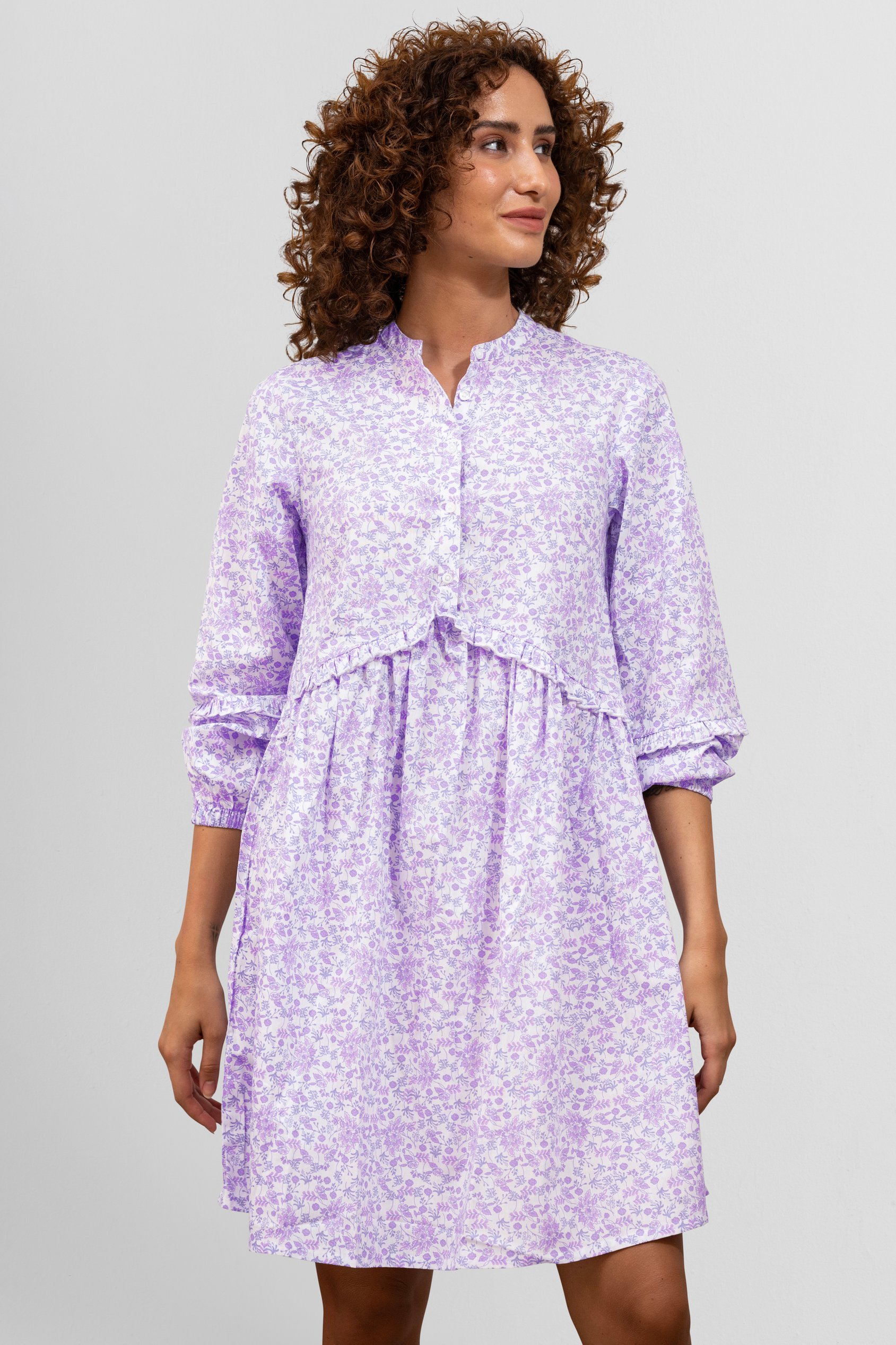 Womens Ditsy Print Mini Tiered Dress