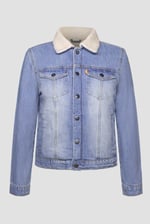Blue Sherpa Borg Lined Regular Fit Denim Jacket