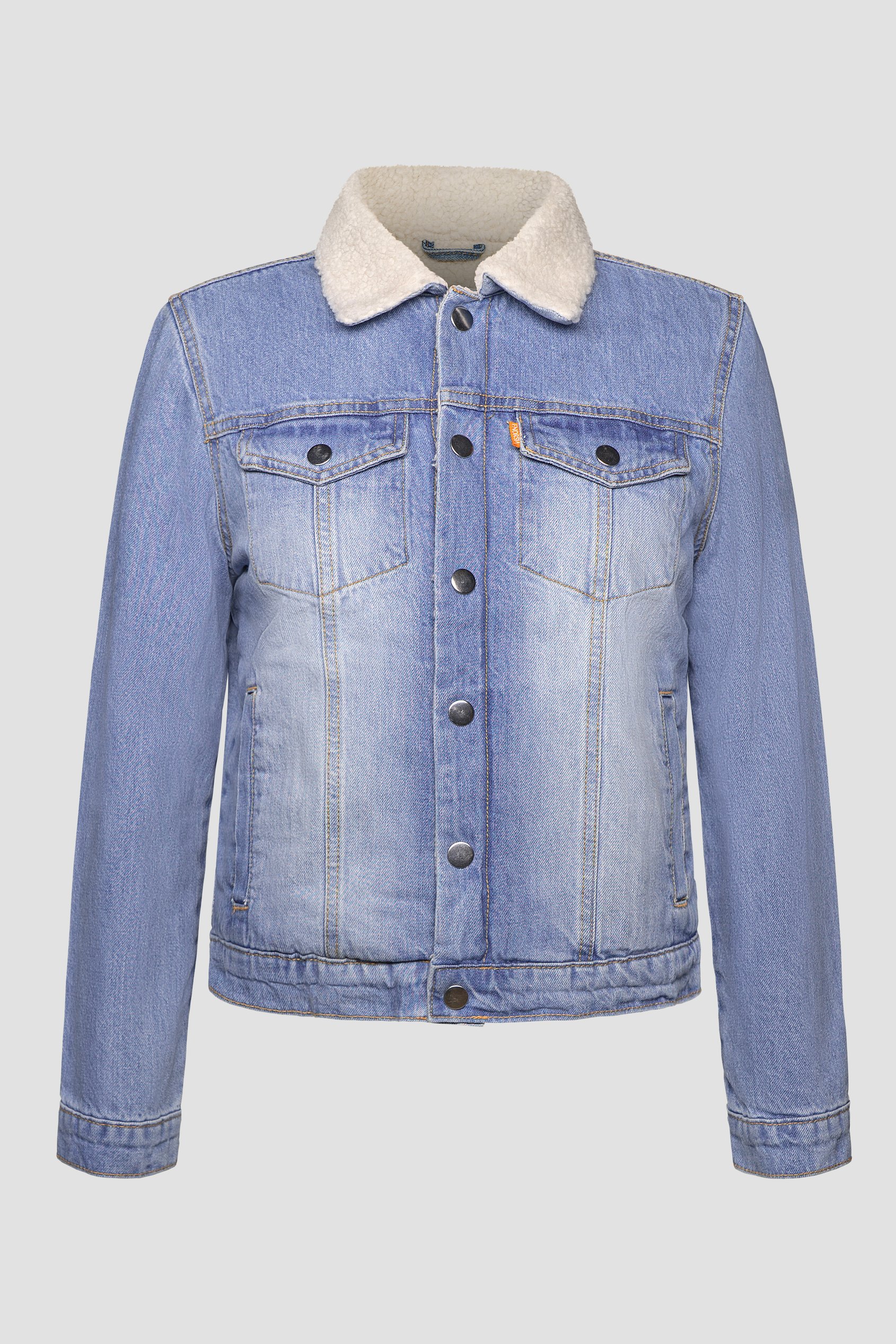 Blue Sherpa Borg Lined Regular Fit Denim Jacket