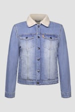 Blue Sherpa Borg Lined Regular Fit Denim Jacket