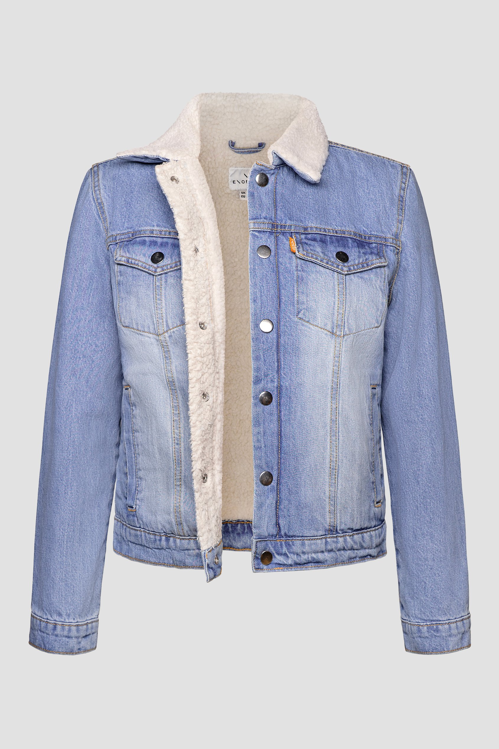 Blue Sherpa Borg Lined Regular Fit Denim Jacket