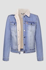 Blue Sherpa Borg Lined Regular Fit Denim Jacket