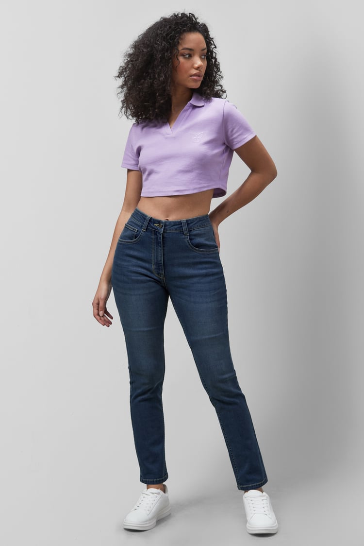 Mid Waist Slim Fit Jeans