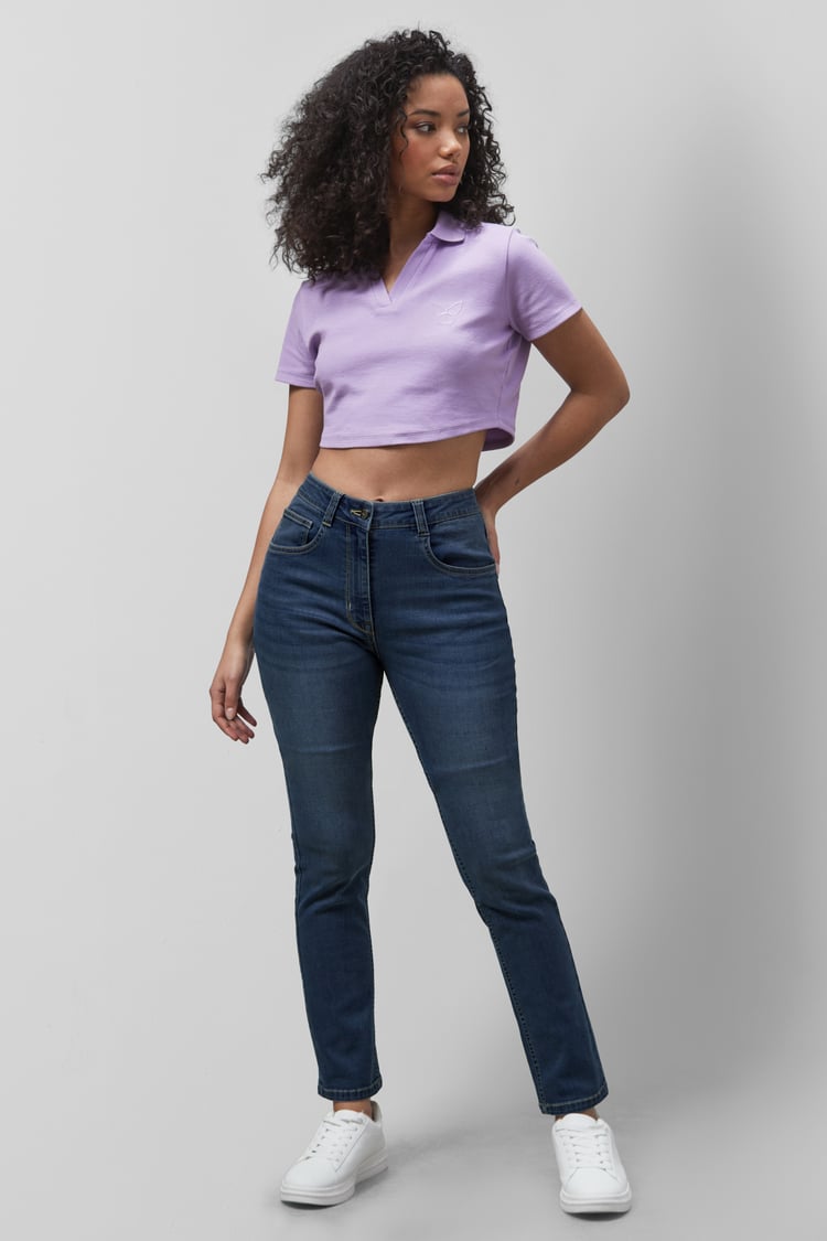 Mid Waist Slim Fit Jeans