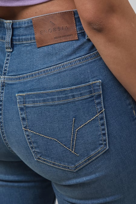 Light Blue Mid Waist Slim Fit Jeans