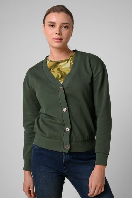 Blue Jersey Button through Cardigan