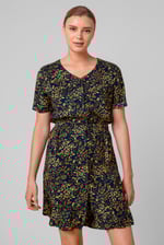 Womens V-neck Button Through Dress