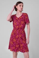 Womens V-neck Button Through Dress