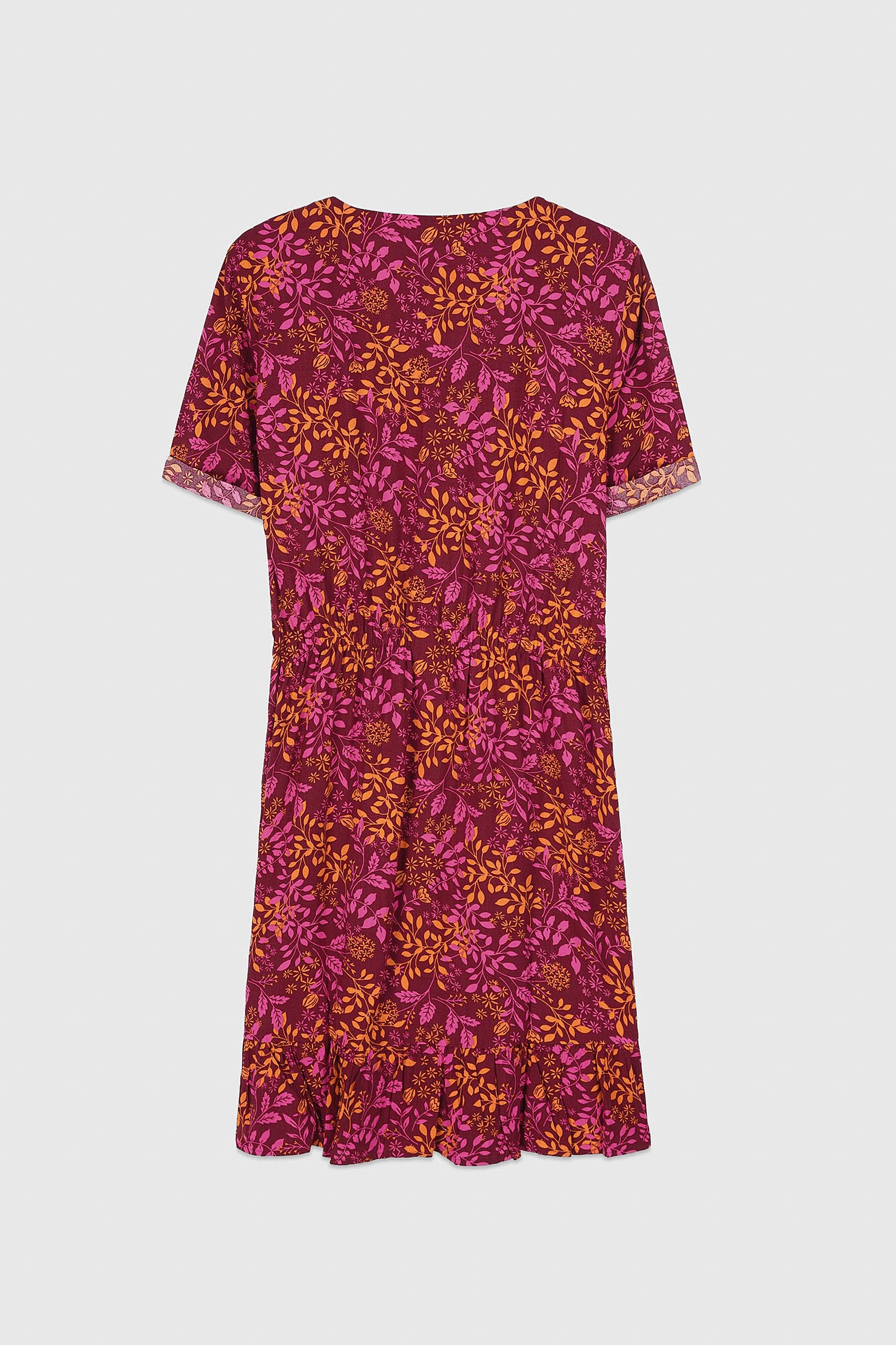 Womens V-neck Button Through Dress