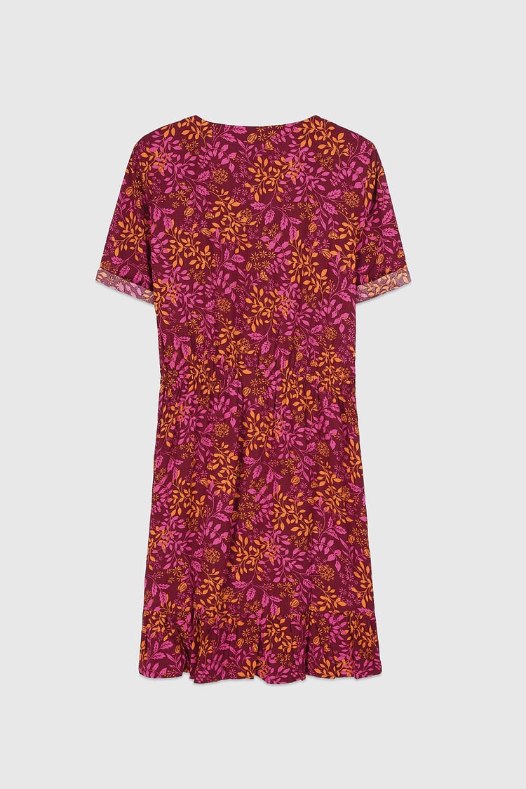 Womens V-neck Button Through Dress