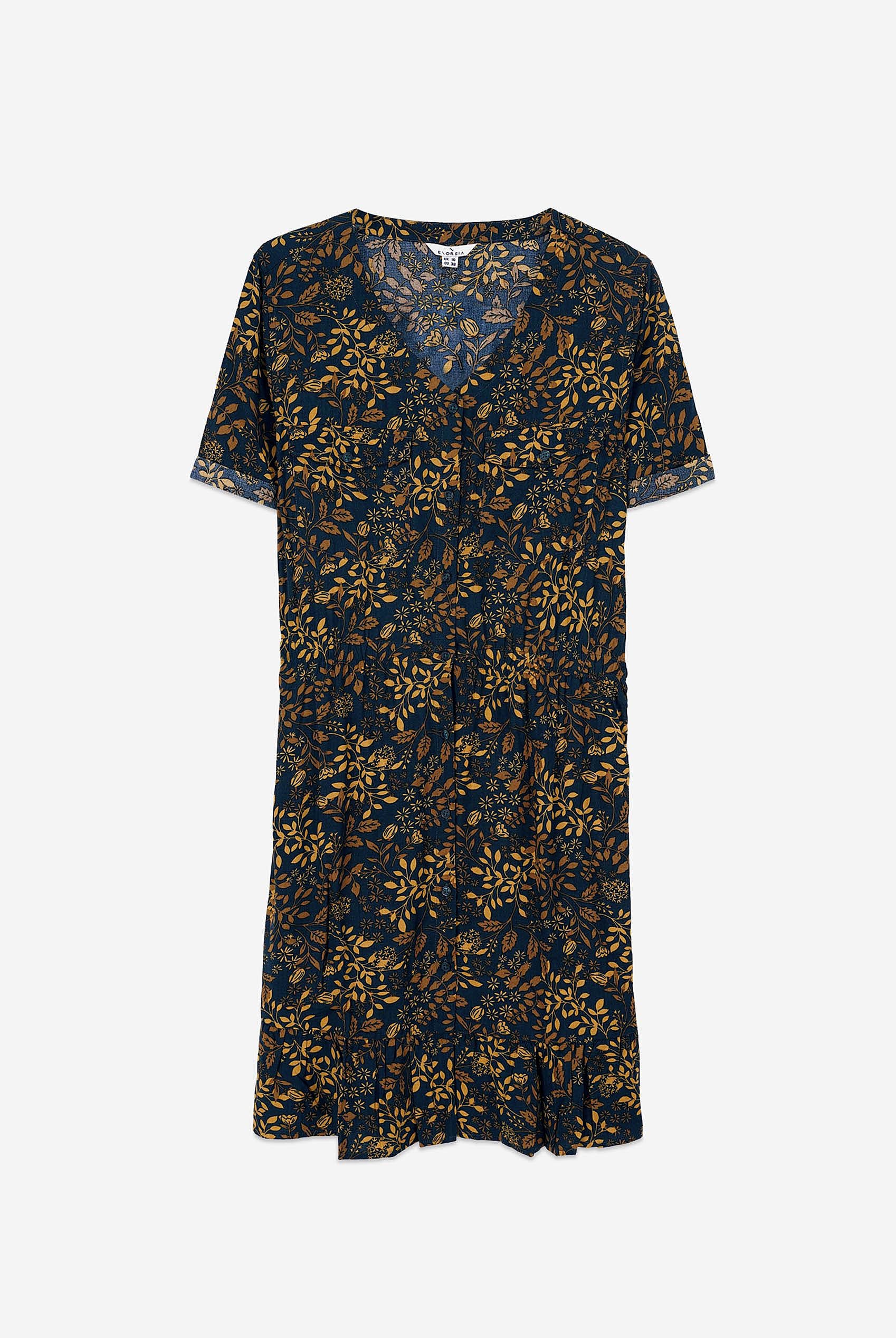 Womens V-neck Button Through Dress