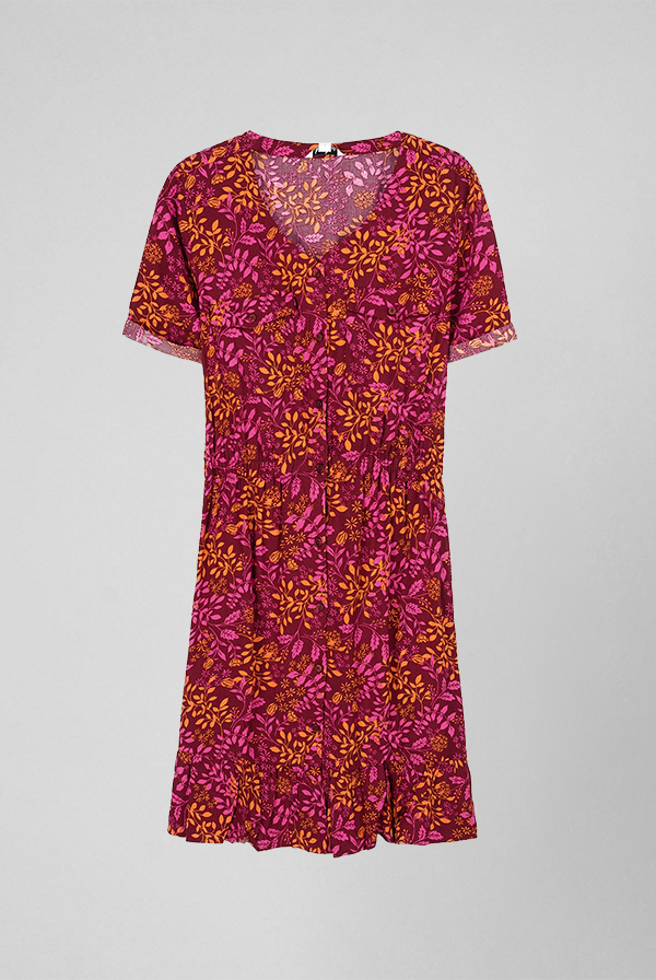 Womens V-neck Button Through Dress